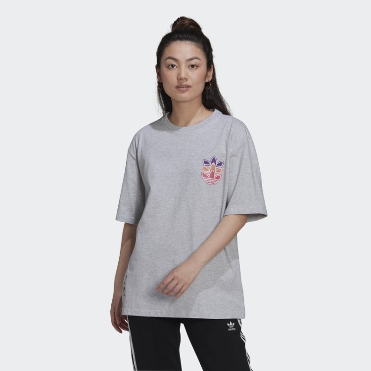 Camiseta Play Logo Adidas Cinza Claro Urze