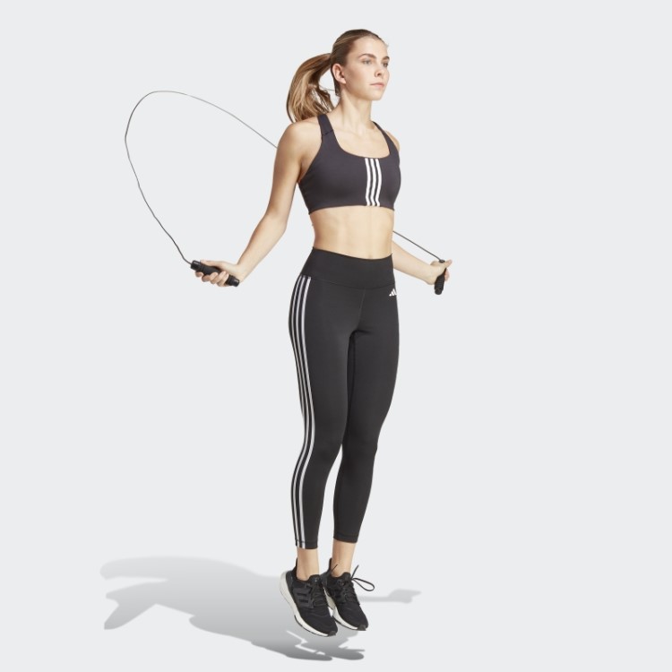 Leggings 7/8 Cintura Alta Preto Adidas Train Essentials 3 Listras