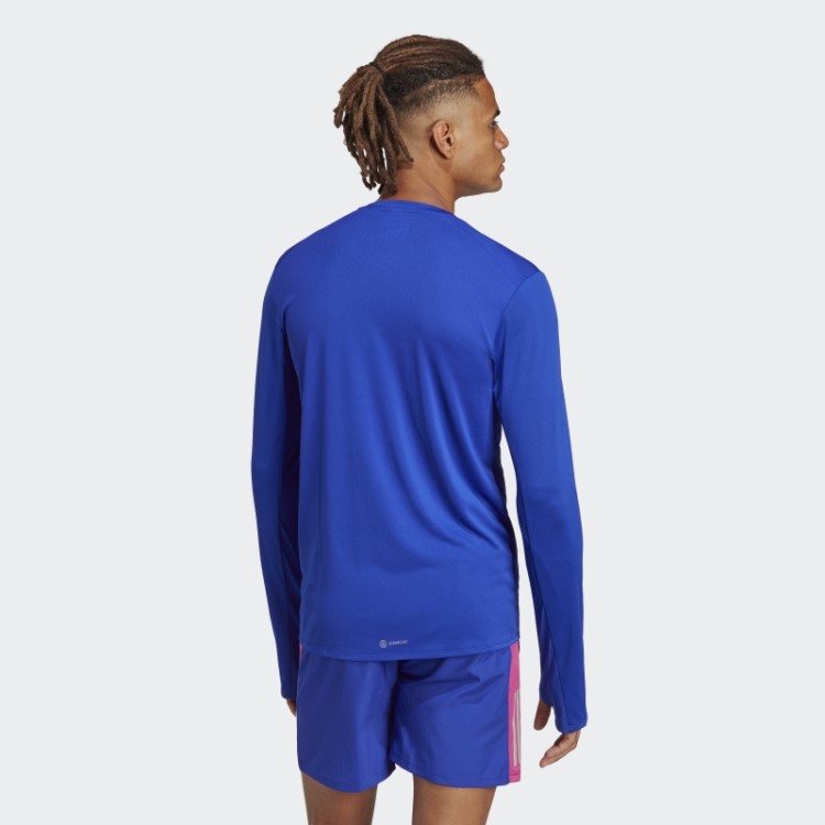 Camiseta De Corrida Engenheirada Adidas Fast Manga Longa Azul