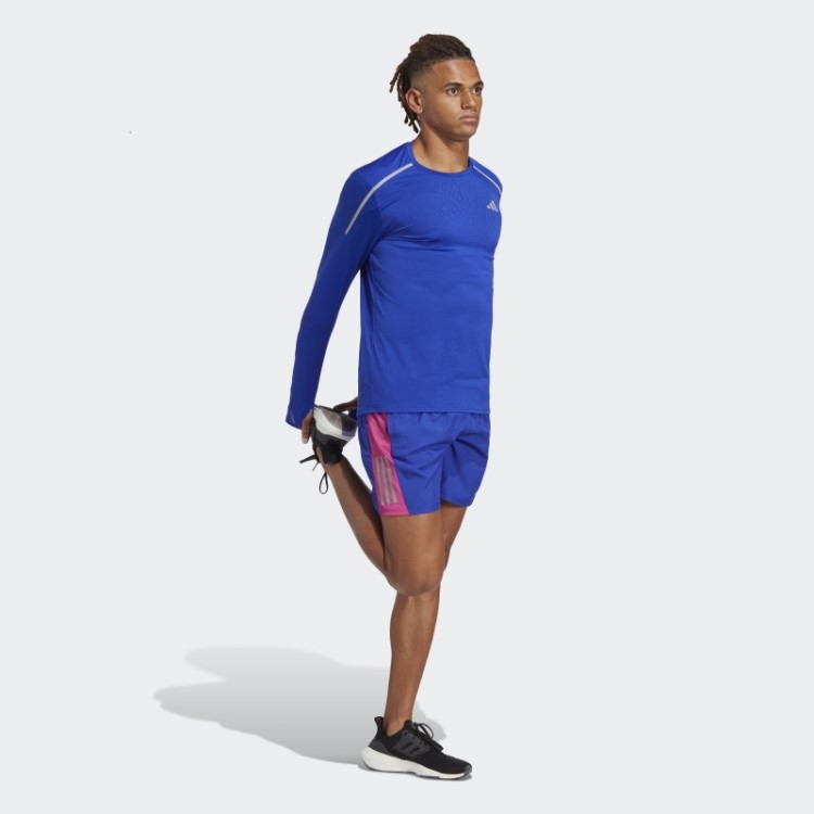 Camiseta De Corrida Engenheirada Adidas Fast Manga Longa Azul