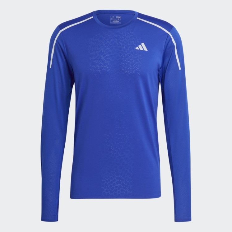 Camiseta De Corrida Engenheirada Adidas Fast Manga Longa Azul