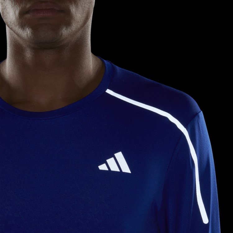Camiseta De Corrida Engenheirada Adidas Fast Manga Longa Azul