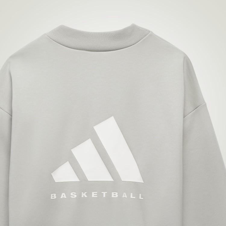 Moletom Cinza Metálico Adidas Basketball Crew