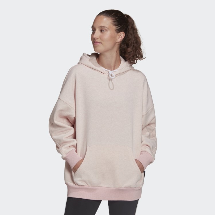 Adidas Sportswear Studio Lounge Moletom De Lã Com Capuz Rosa Botânico Quente Mel