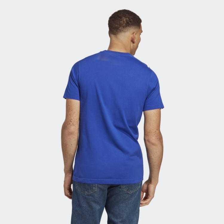 Camiseta Azul Adidas Essentials Com As Três Listras