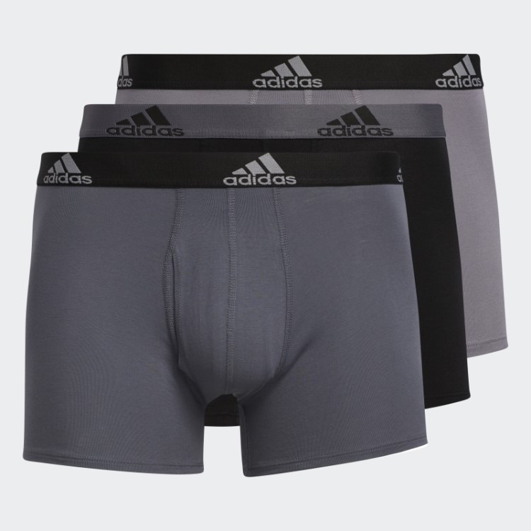 Cuecas Tronco De Algodão Elástico Adidas Cinza 3 Pares