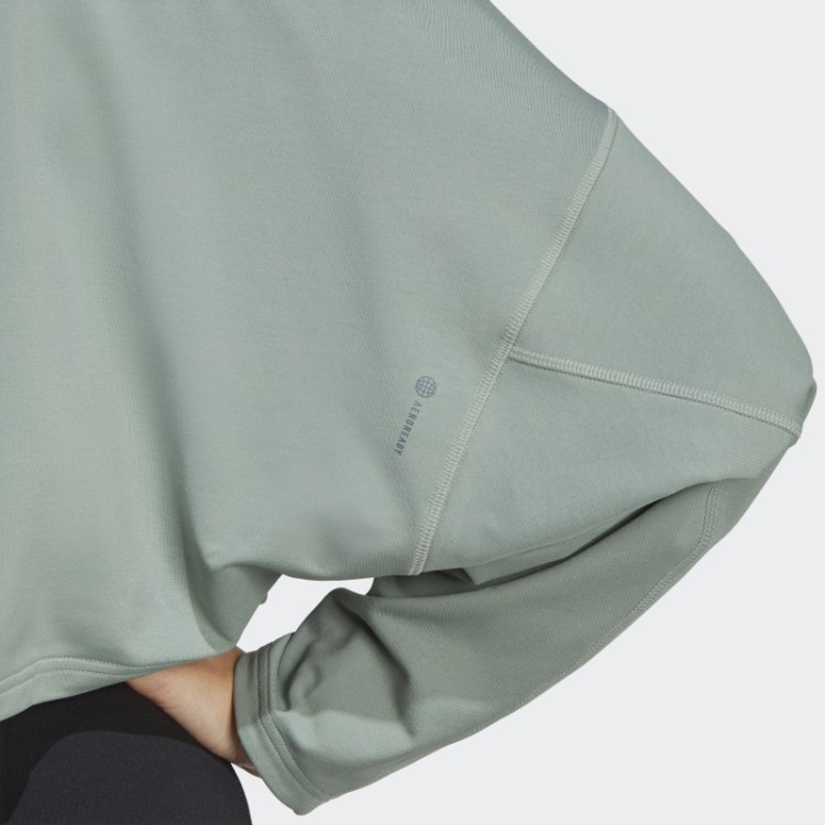 Moletom Yoga Studio Crop Adidas Verde Prateado