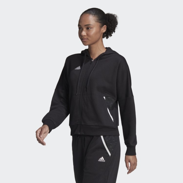 Moletom Com Capuz Preto Condivo 22 Com Zíper Completo Adidas