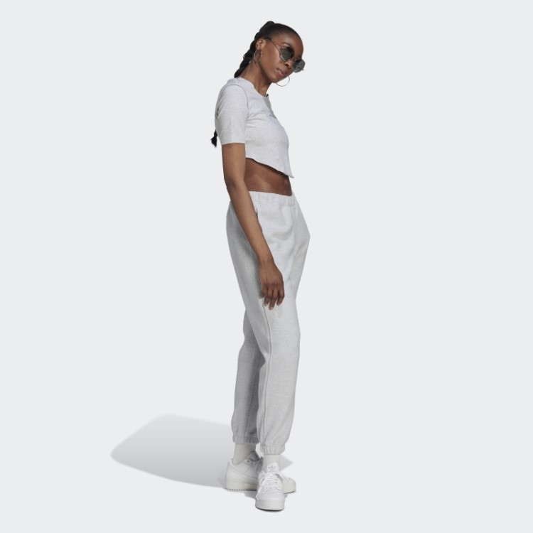 Camiseta Cinza Claro Heather Adidas Crop Loungewear