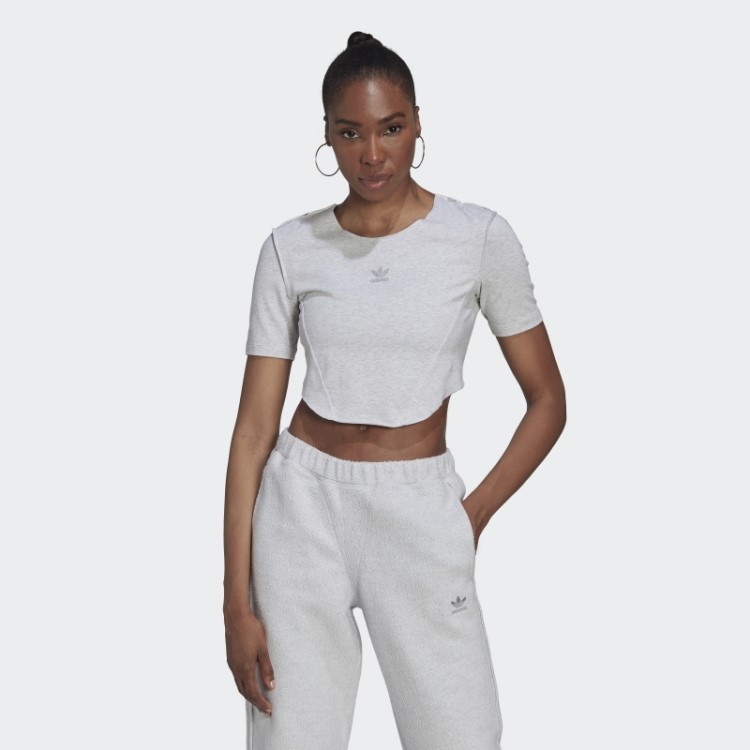 Camiseta Crop Loungewear Adidas Cinza Claro Urze