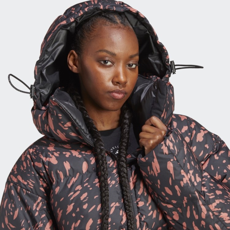 Terra Adidas By Stella Mccartney Jaqueta De Inverno Acolchoada Estampada De Comprimento Médio Moda