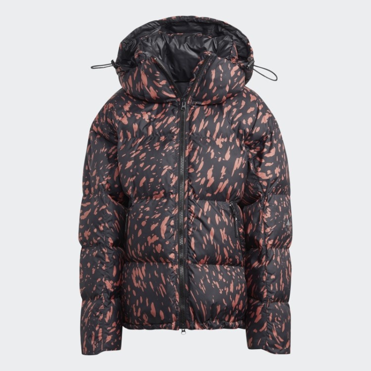 Terra Adidas By Stella Mccartney Jaqueta De Inverno Acolchoada Estampada De Comprimento Médio Moda