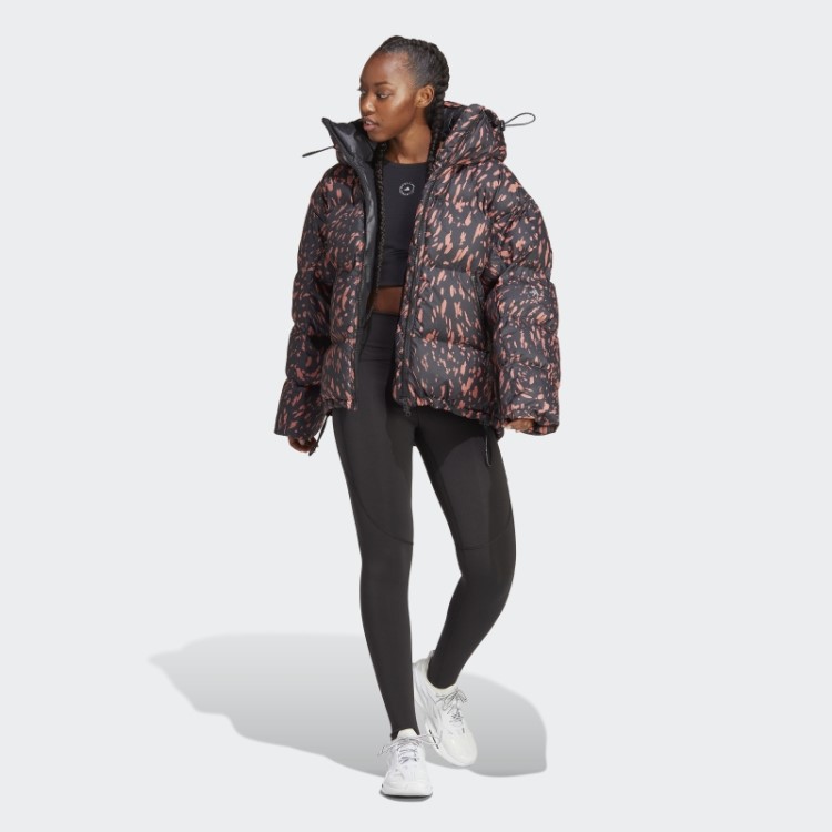 Terra Adidas By Stella Mccartney Jaqueta De Inverno Acolchoada Estampada De Comprimento Médio Moda