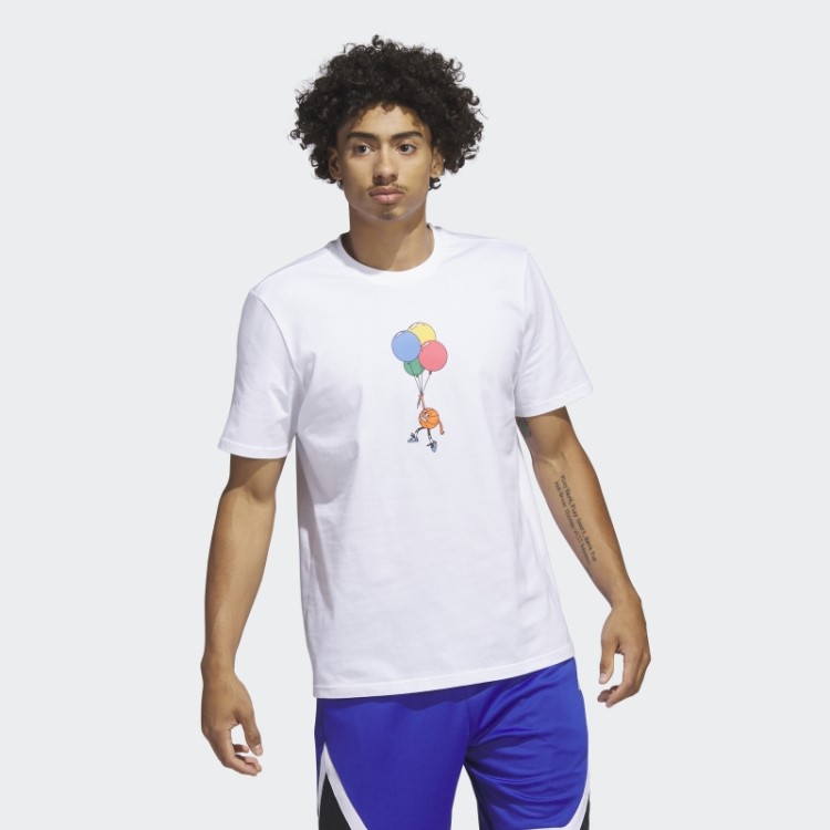 Camiseta De Basquete Com Listras Brancas Lil' Adidas