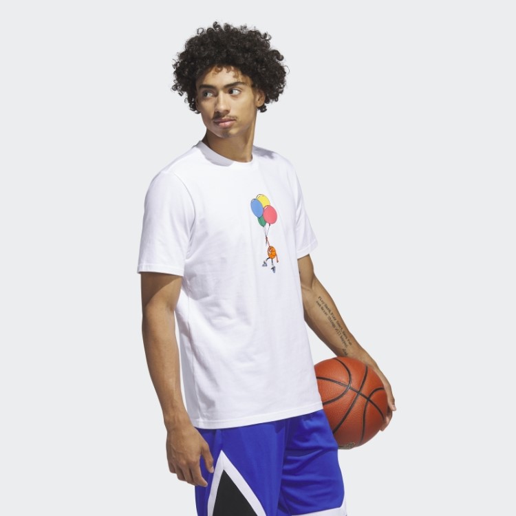 Camiseta De Basquete Com Listras Brancas Lil' Adidas