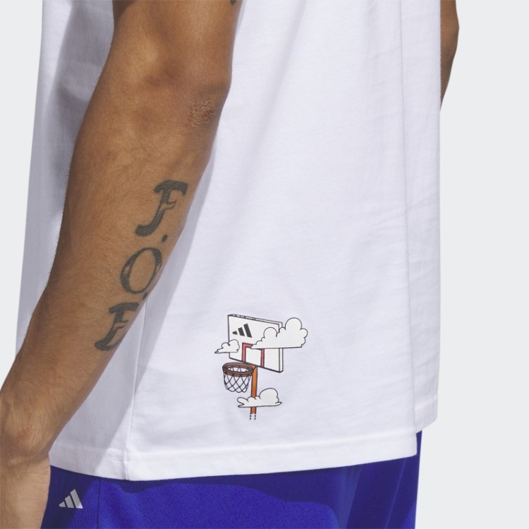 Camiseta De Basquete Com Listras Brancas Lil' Adidas