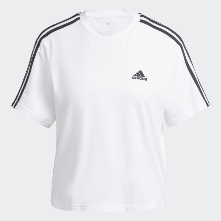 Essentials 3 Stripes Top Cropped Branco Adidas