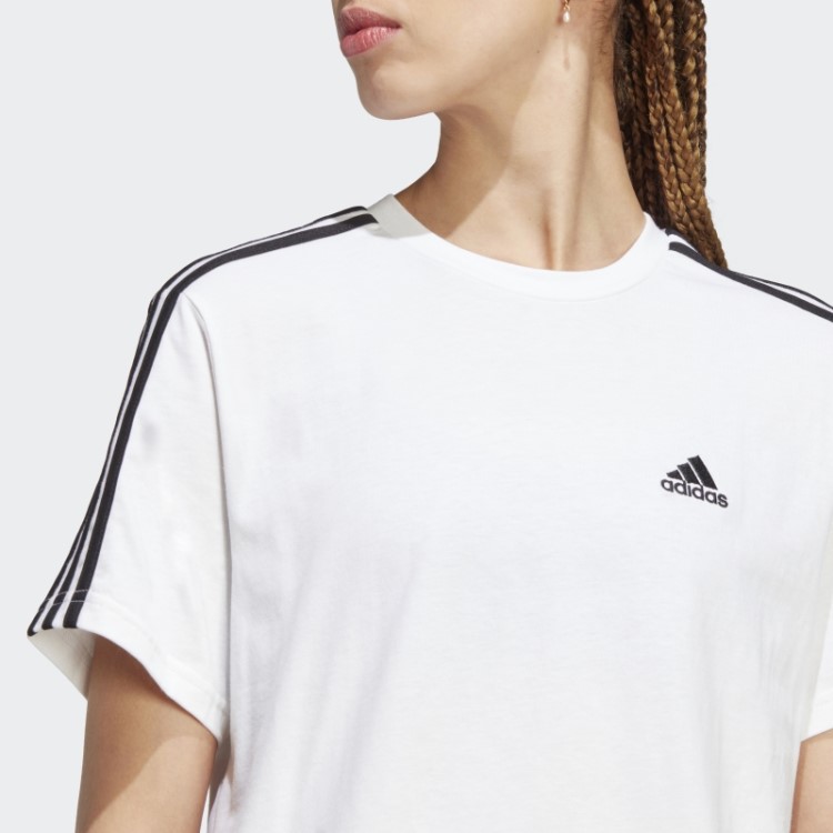 Essentials 3 Stripes Top Cropped Branco Adidas