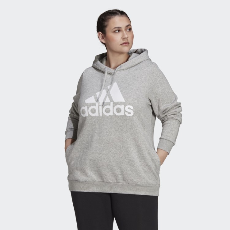Hoodie De Lã Com Logotipo Essencial (tamanho Grande) Adidas Cinza Médio