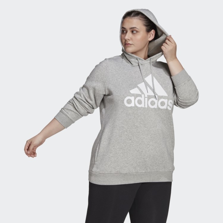 Hoodie De Lã Com Logotipo Essencial (tamanho Grande) Adidas Cinza Médio