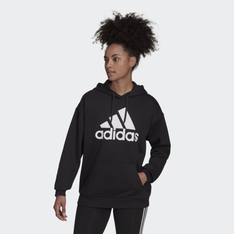 Moletom De Lã Adidas Essentials Com Logo Boyfriend Preto