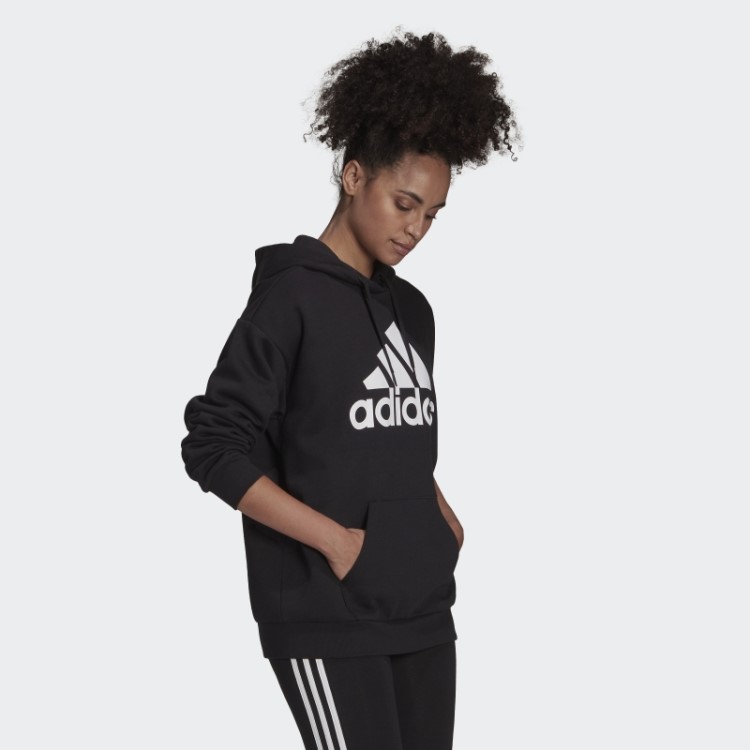 Moletom De Lã Adidas Essentials Com Logo Boyfriend Preto