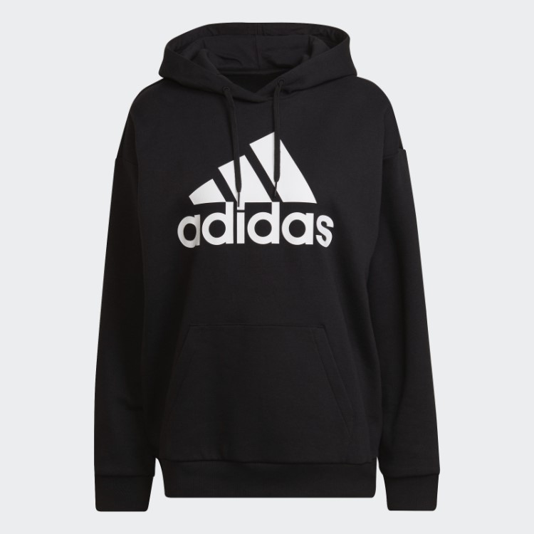 Moletom De Lã Adidas Essentials Com Logo Boyfriend Preto
