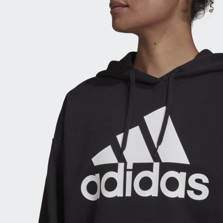 Moletom De Lã Adidas Essentials Com Logo Boyfriend Preto