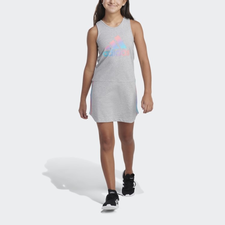Vestido Regata Bainha Curva Adidas Cinza Médio