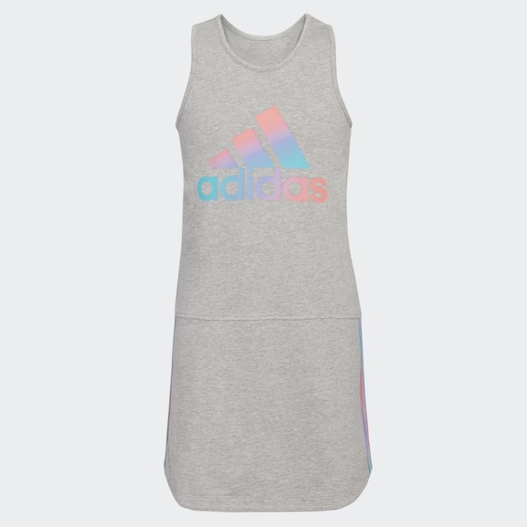 Vestido Regata Bainha Curva Adidas Cinza Médio