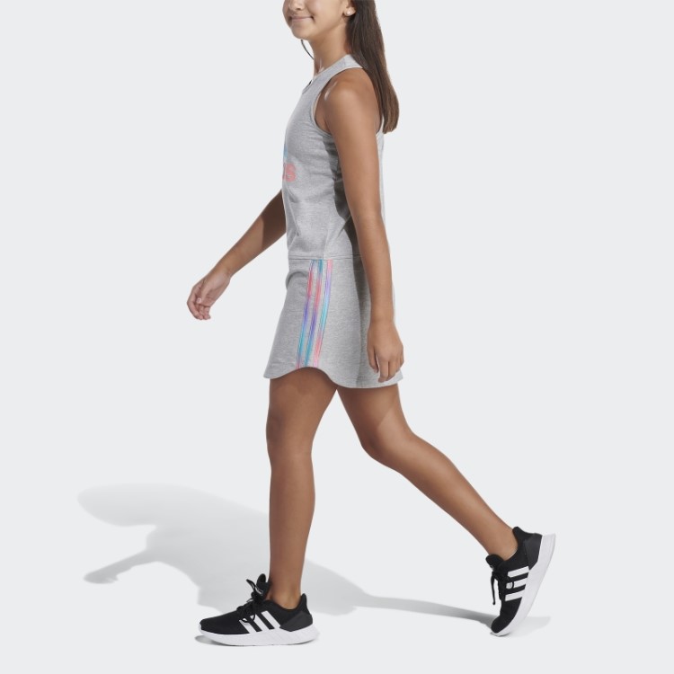 Vestido Regata Bainha Curva Adidas Cinza Médio