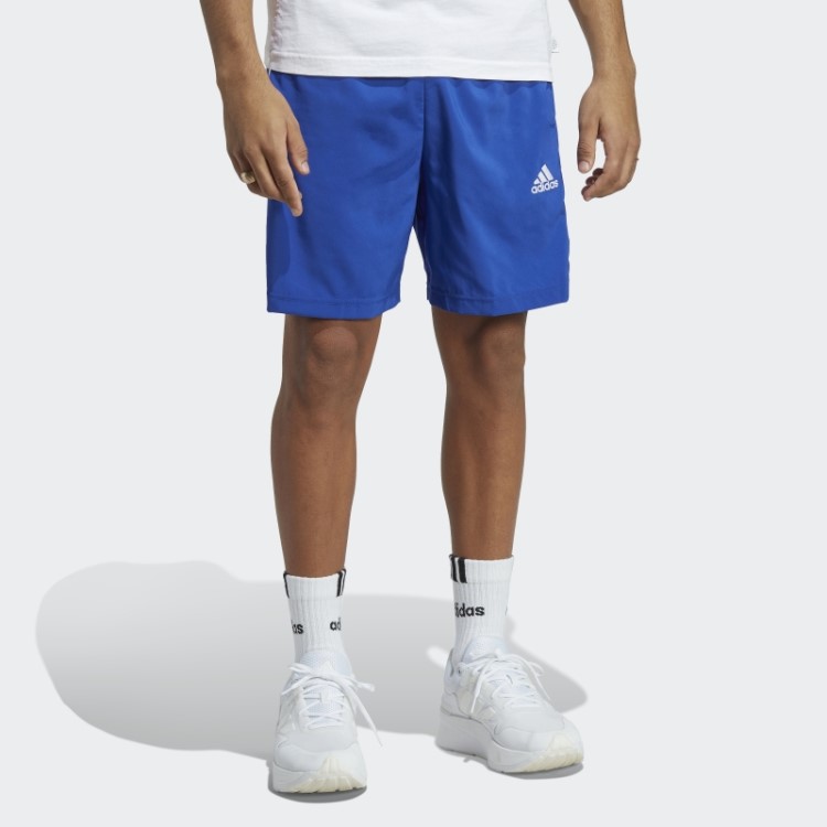 Short Com As Três Listras Azul Aeroready Essentials Da Adidas