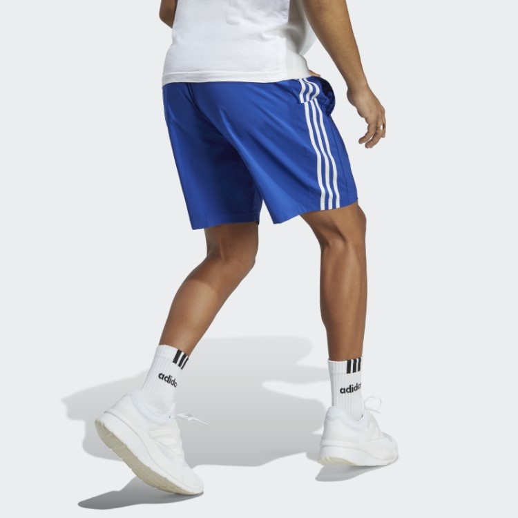 Short Com As Três Listras Azul Aeroready Essentials Da Adidas