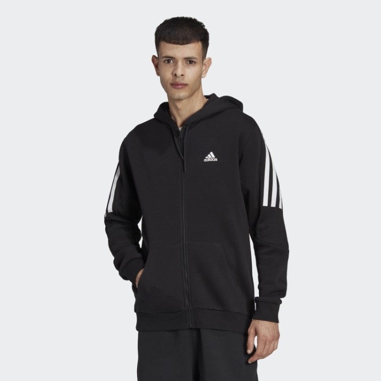 Moletom Com Capuz E Zíper Nas Três Listras Da Future Icons Preto Adidas