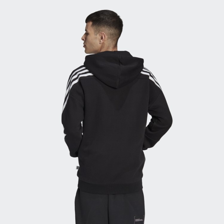 Moletom Com Capuz E Zíper Nas Três Listras Da Future Icons Preto Adidas