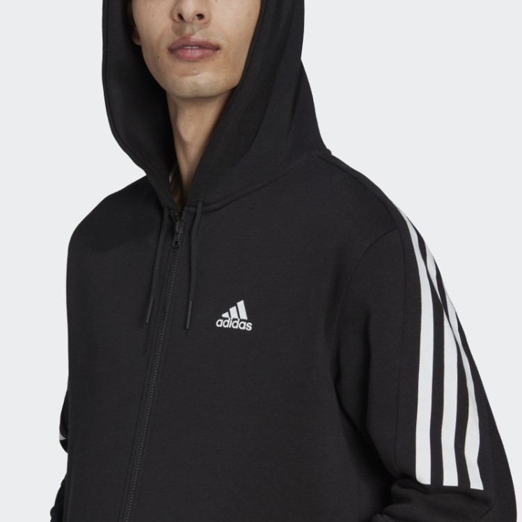 Moletom Com Capuz E Zíper Nas Três Listras Da Future Icons Preto Adidas
