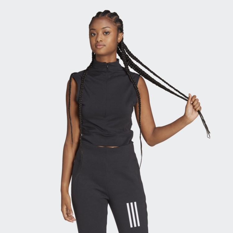 Blusa Cropped Sem Mangas Adidas Black Mission Win