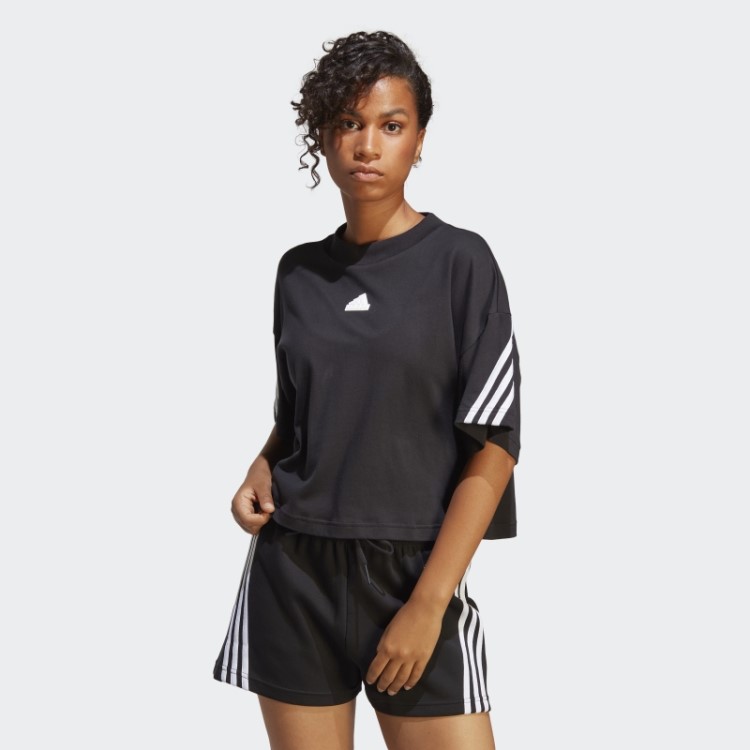 Camiseta Preta Future Icons Com As Três Listras Adidas