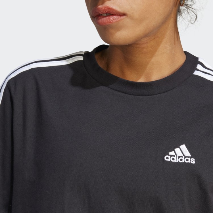Vestido Preto Adidas Essentials 3 Listras Em Jersey Simples Para Namorado