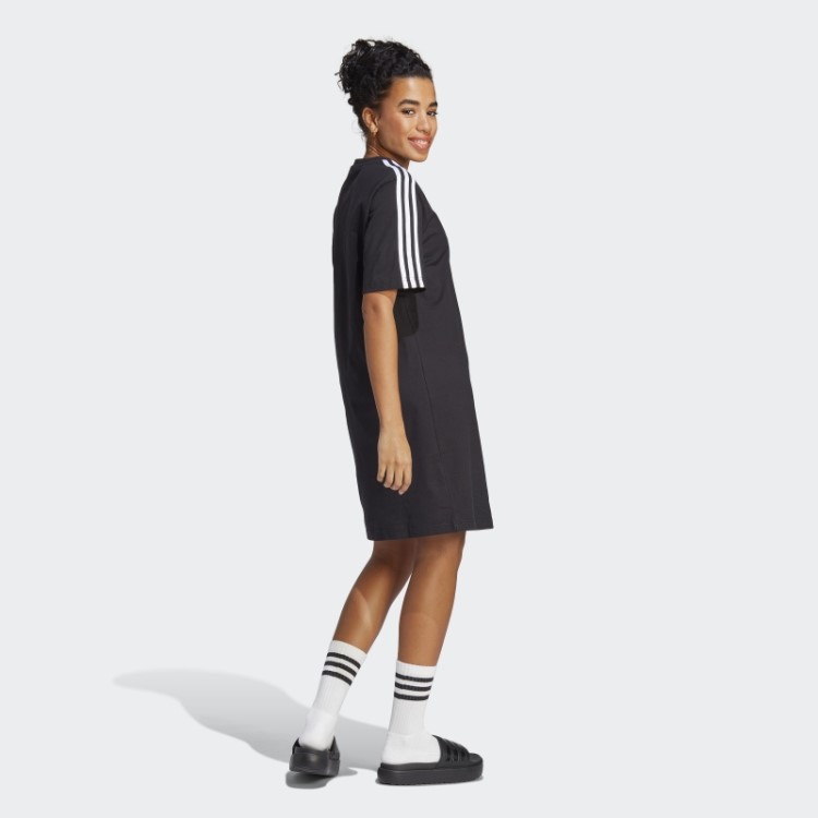 Adidas Essentials Vestido Preto Com As Três Listras Em Jersey Simples Para Namorado