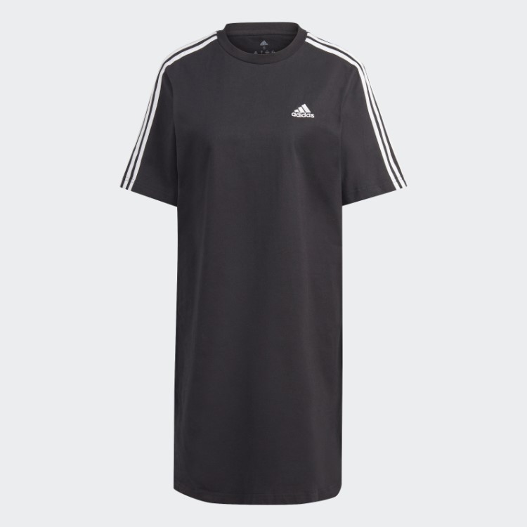 Adidas Essentials Vestido Preto Com As Três Listras Em Jersey Simples Para Namorado