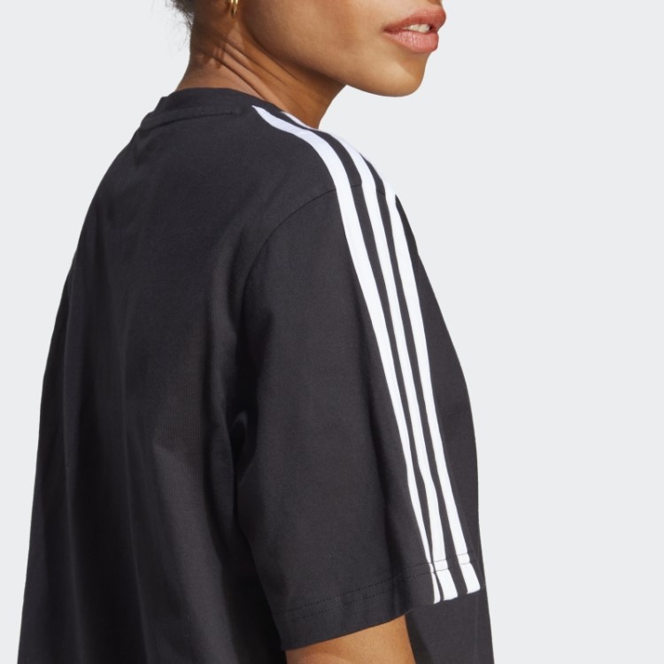 Adidas Essentials Vestido Preto Com As Três Listras Em Jersey Simples Para Namorado