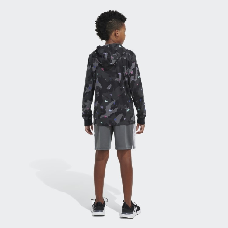 Camiseta Com Capuz Ls Aop Camo Preto Adidas