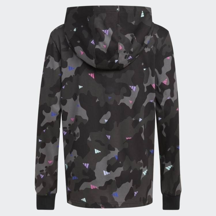Camiseta Com Capuz Ls Aop Camo Preto Adidas