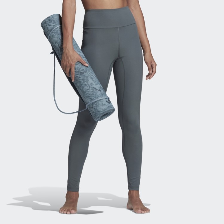 Legging Cintura Alta Essencial Para Ioga Adidas Blue Oxide