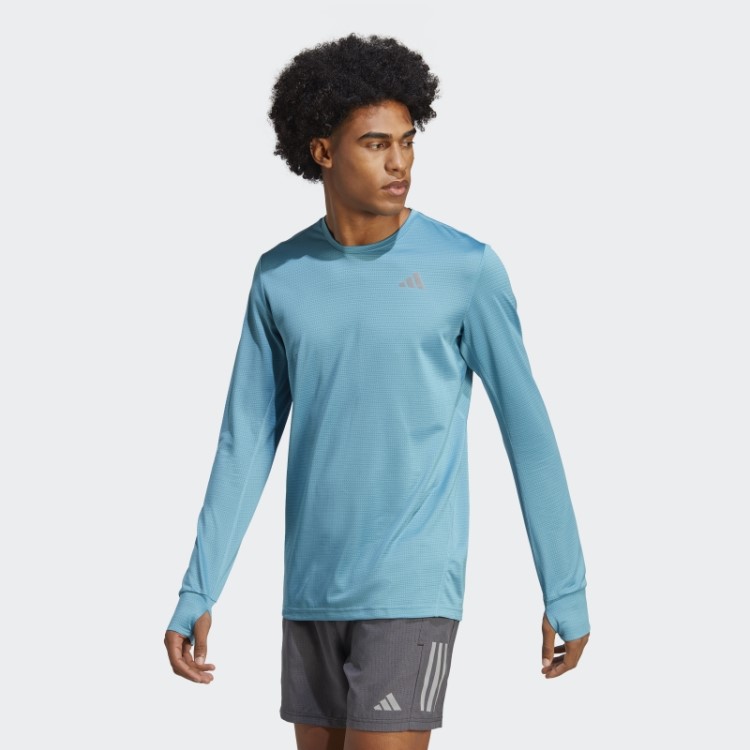 Possui A Camiseta De Manga Longa Azul Adidas