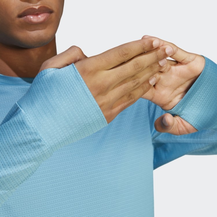Possui A Camiseta De Manga Longa Azul Adidas