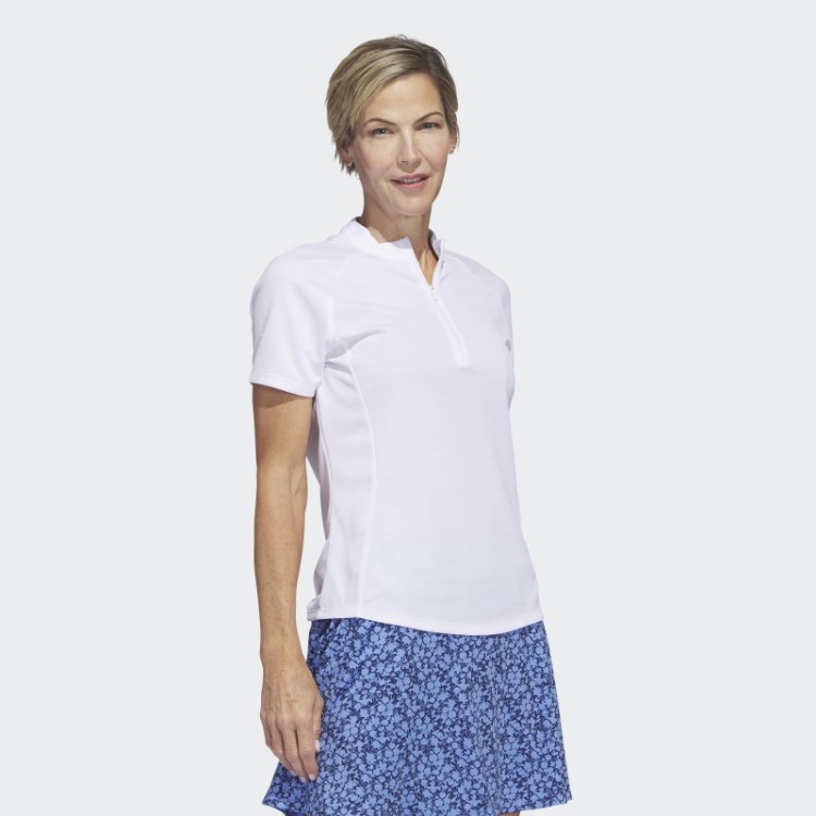 Camisa Polo De Golfe Texturizada Adidas Branca