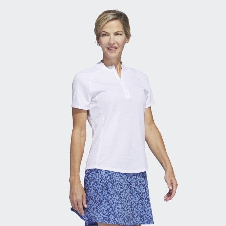 Camisa Polo De Golfe Texturizada Adidas Branca