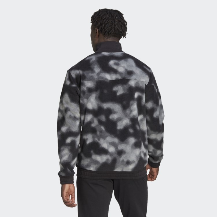 Jaqueta De Lã Polar Nature Allover Com Zíper 1/4 Preto Adidas